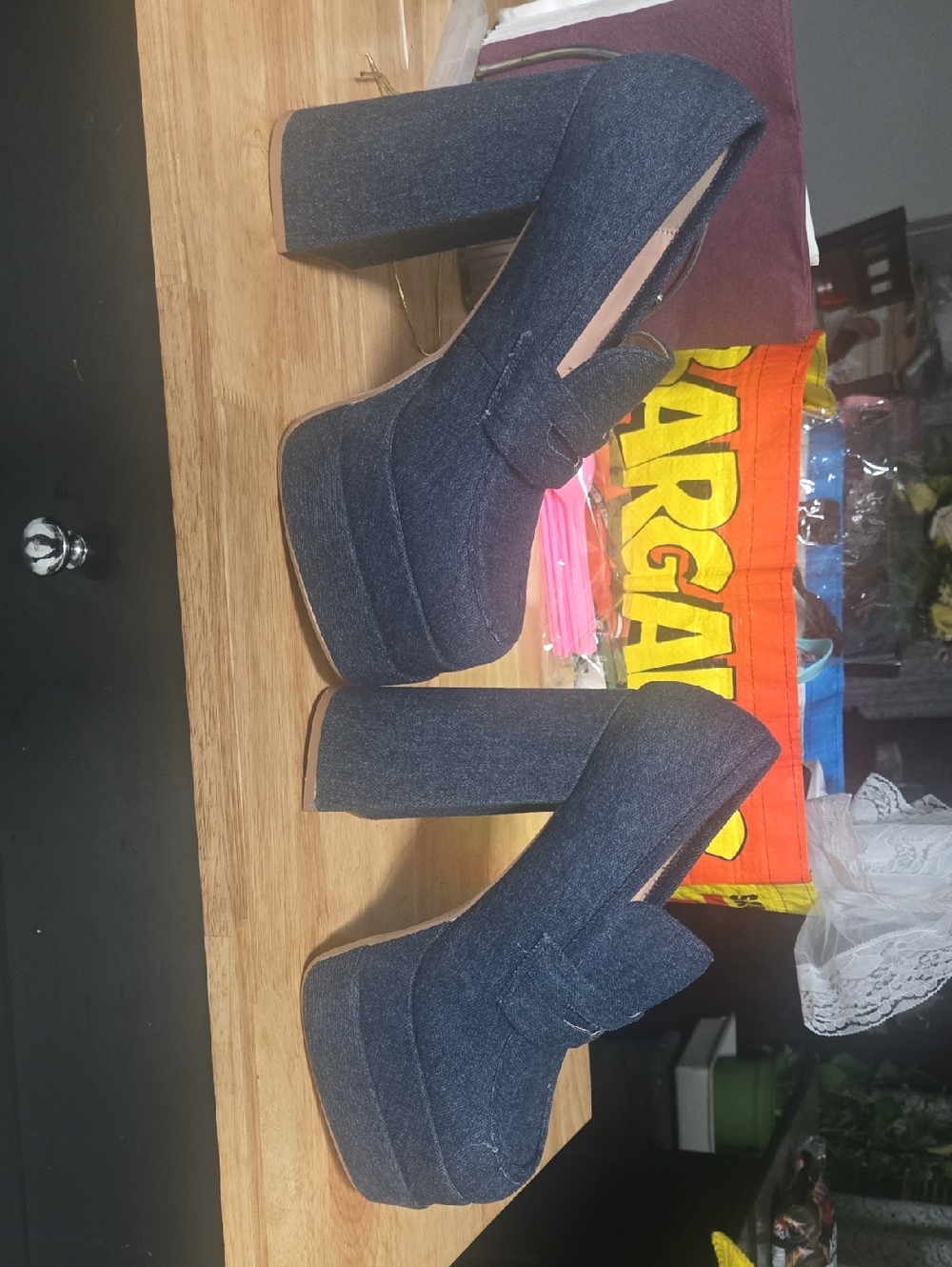 Margaux Dark Denim Chunky Platform Pumps